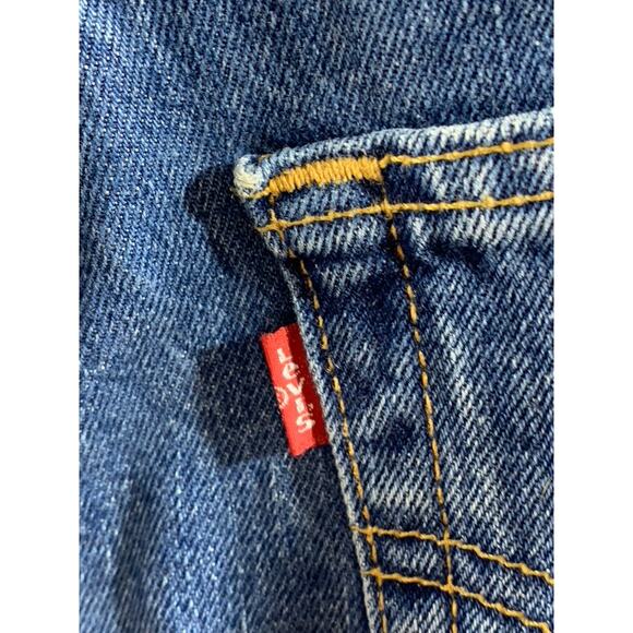 LEVI'S Women's Dark Blue Denim 534 04 Vintage Distressed Slim-Leg Jeans SZ 27X34 - Picture 6 of 10